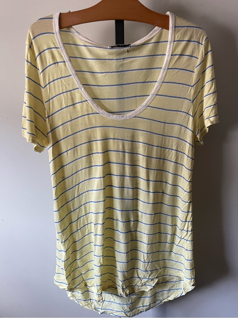 NEW Wilfred Free Valmere Oversized Striped Tshirt Yellow Blue SOFT Tee